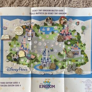 Disney Tiny Kingdom Pins Third Edition Series 4 - Lot of 14 Pins with Map
